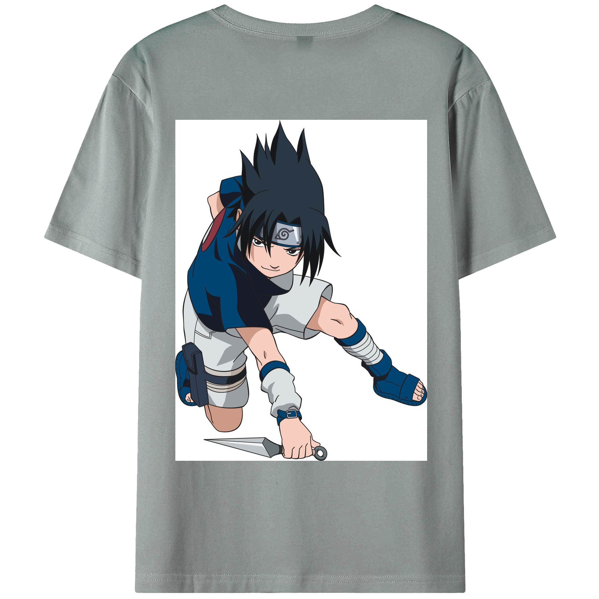 （画像用） NARUTO -ナルト- うちは サスケ Uchiha Sasuke 綿100％ メンズ半袖Tシャツ（バックプリント） 通気性